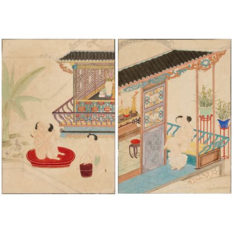 Pair antique Chinese erotic paintings | Barnebys
