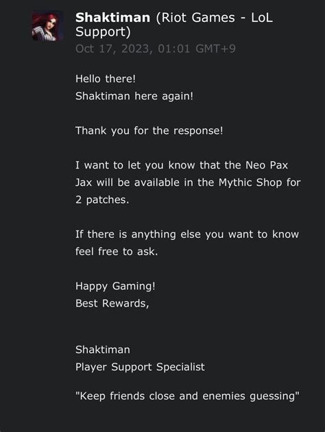 Confirmed: Neo PAX Jax will be available for 2 patches. : r/Jaxmains