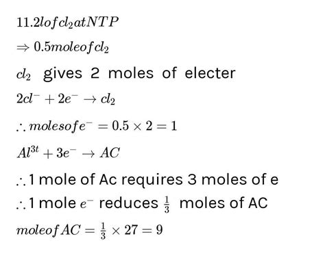 On passing a current througha molten aluminium chlorideTASAN11.2 lit of ...