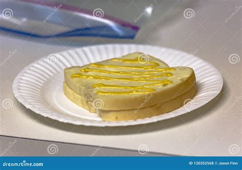 Mayo and Mustard on Slices of Bread for Sandwiches Stock Photo - Image ...