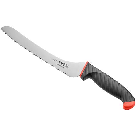 Schraf™ 9" Serrated Offset Bread Knife with Red TPRgrip Handle