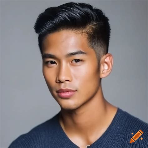 Handsome man with black hair and high cheekbones on Craiyon