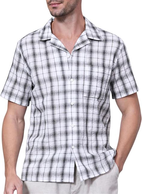 Amazon.com: Incfott Mens Plaid Short Sleeve Button Down Shirts for Men ...