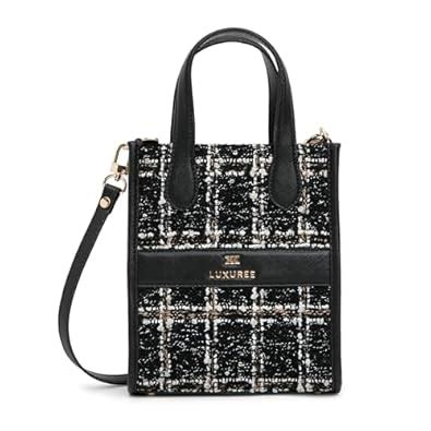 Buy KLEIO Small Tweed Hand Bag with Zipper and Long Sling For Women at ...