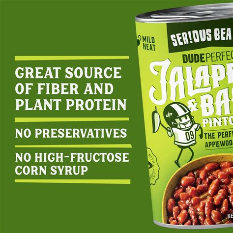 Buy 4 Cans) Serious Bean Co Dude Perfect Jalapeno and Bacon Pinto Beans ...