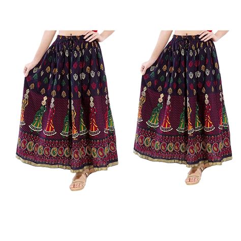 Buy Gayatri Fashion Women's Combo Jaipuri Maxi Skirt, Sanganeri Print ...