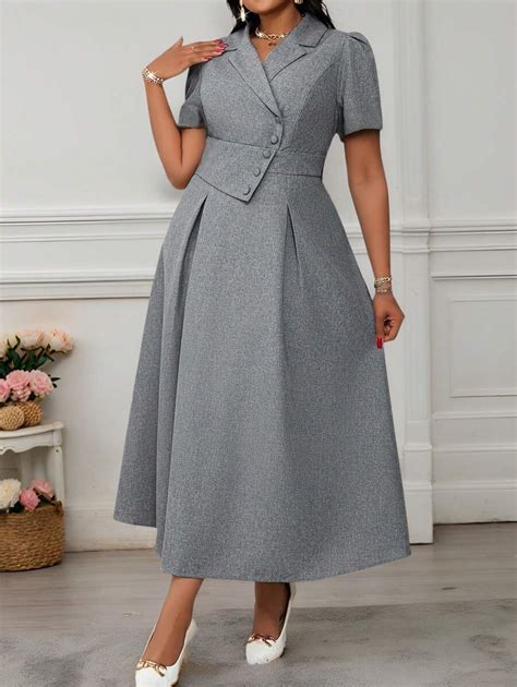 SHEIN Lady Spring And Summer Elegant Workplace Daily Work Office Gray ...