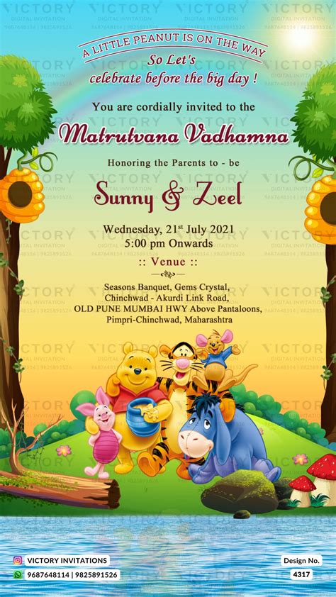 Baby Shower ceremony invitation card in english language with river, f ...