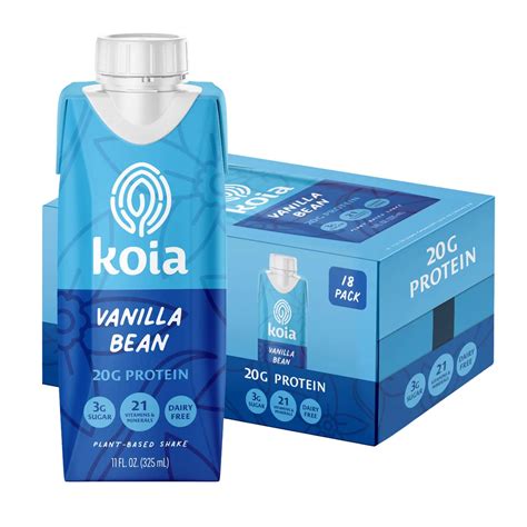 Koia Plant-Protein Nutrition Shake, Vanilla Bean, 11 fl oz, 18-pack ...