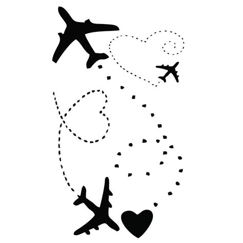 Flying Airplane Love Heart Temporary Body Tattoo Waterproof For Girls ...