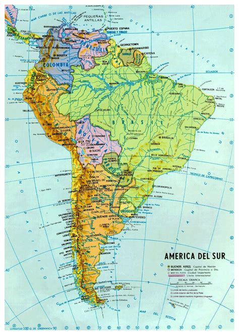 Large detailed political and hydrographic map of South America with all ...
