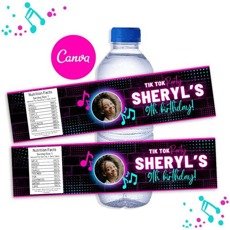 Music Water Bottle, Music Birthday, Music Party, Music Template, Music ...