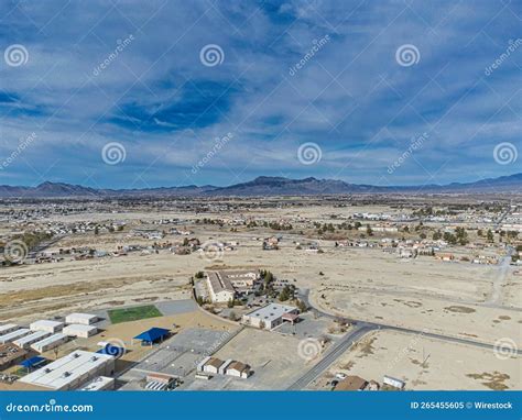 Aerial Cityscape of Pahrump Nevada in Mount Charleston and Houses with ...
