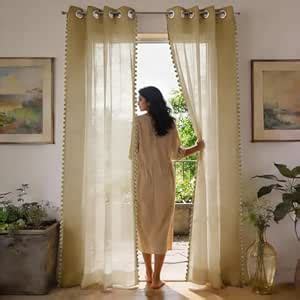 Buy Urban Space Sheer Solid Curtains for Door 7 Ft Long, 35-40% Light ...
