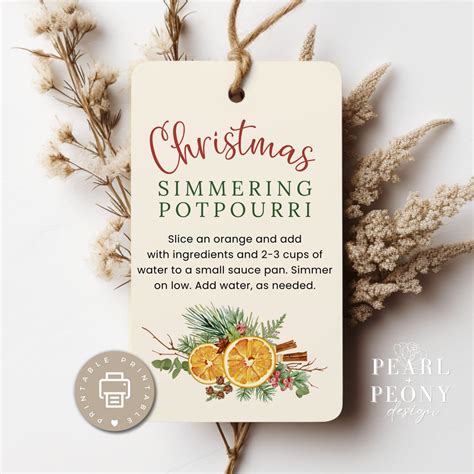PRINTABLE Christmas Simmer Pot Tags, Holiday Potpourri Gift Tag ...