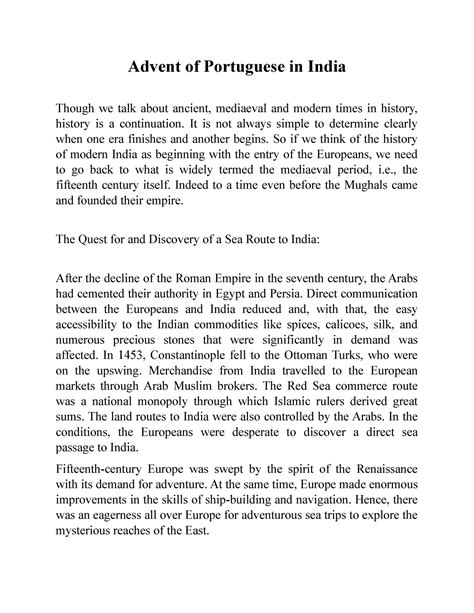 Advent of Portuguese in India - Advent of Portuguese in India Though we ...