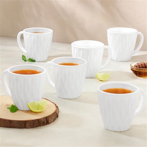Buy Larah by BOROSIL Curl Opalware Cup, Set of 6 Tea/Coffee Cups, 160 ...