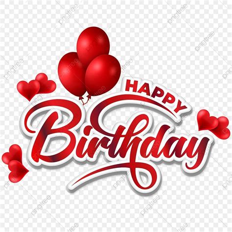 Happy Birthday Typography Vector Hd Images, Premium Happy Birthday Red ...