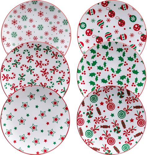 Amazon.com: ZAROCRUS Christmas Dessert Plates, 8.5 Inch Ceramic Salad ...