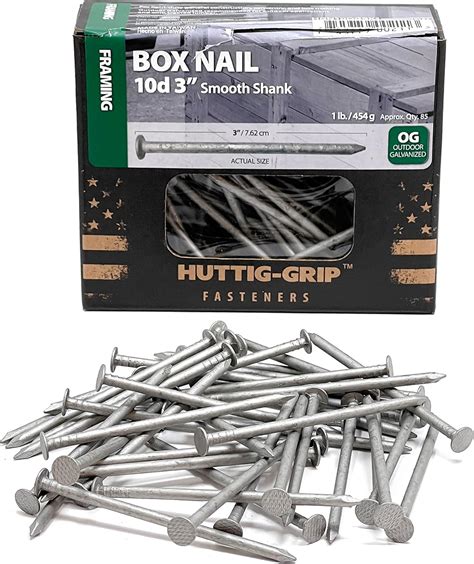 Huttig-Grip 3 in Framing Box Nails 10d Size, 10-1/2 Gauge, Outdoor ...