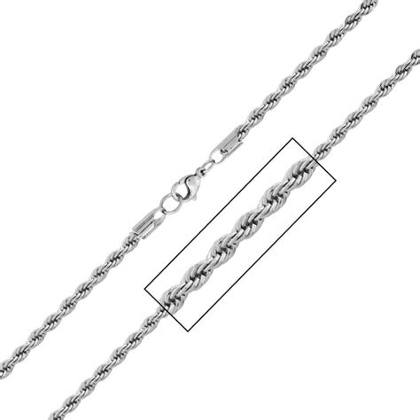Buy Men's Silver tone Stainless Steel 5mm French Rope Chain Online ...