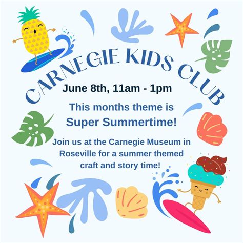 Carnegie Kids Club, Carnegie Museum , Roseville, 8 June 2024 | AllEvents.in