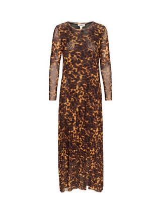 Soaked In Luxury Kerrie Arin Leopard Print Mesh Maxi Dress, Brown/Multi