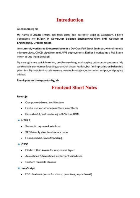 Introduction to Full Stack Development: Key Concepts & Tools - Studocu
