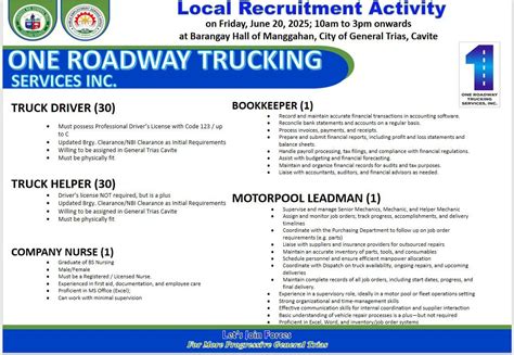 Local Recruitment Activity @ Manggahan Brgy. Hall, Manggahan, General ...