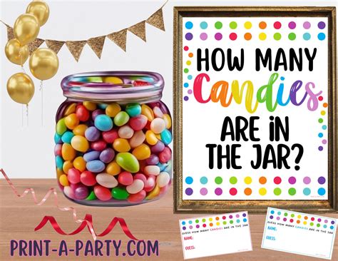 Candy Jar Guessing Game | How Many Candies in Jar Includes Sign and ...