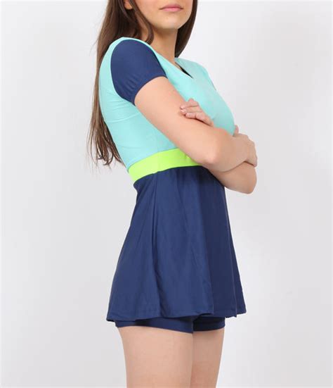 pH7 Blue Green Swimsuit With Attached Shorts - Yogue Activewear