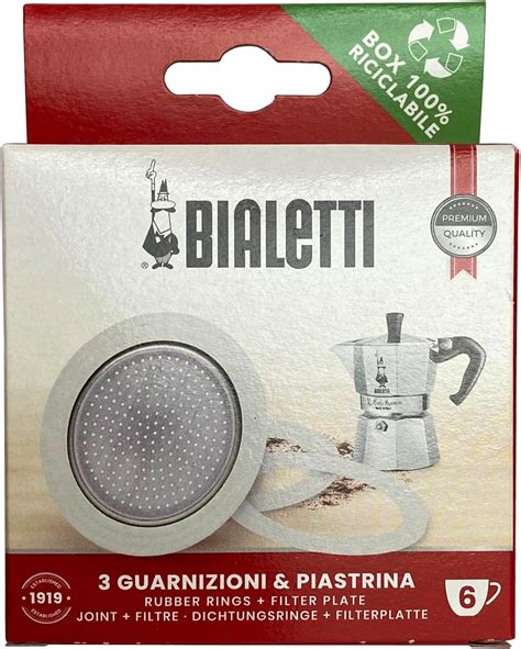 Amazon.com: Bialetti 3 Replacement Seals and 1 Filter for 6 Cup Moka ...