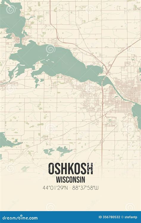 Retro US Map Of Oshkosh, Wisconsin. Vintage Street Map. Stock Photo ...