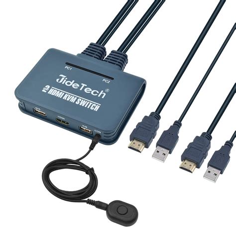 Buy JideTech HDMI KVM Switch 2 Port with Cables, Selector Switcher for ...