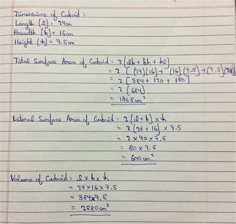 Find the volume and the total surface area and the lateral surface area ...
