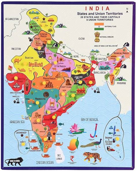 YDV CRAFT Educational Wodden Board Indian Map /Puzzle for Kids ...