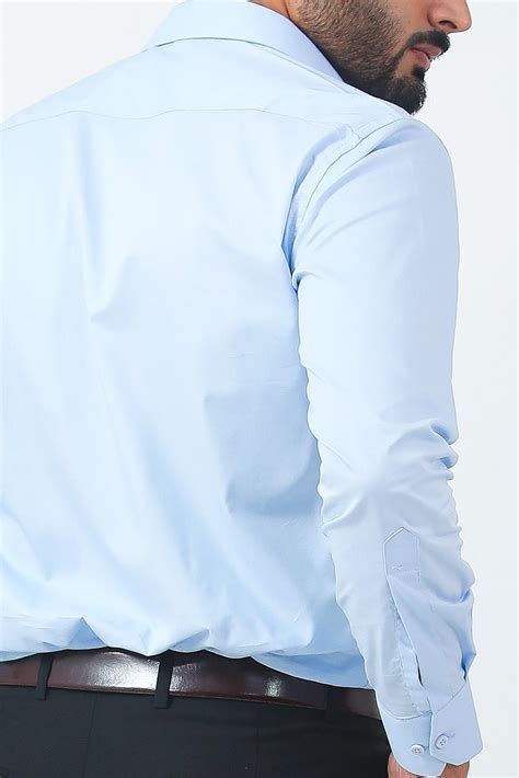 Buy Men’s Sky Blue Poly Cotton Shirt Online in India | Veshbhoshaa