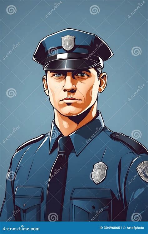 Drawing of Man in Police Uniform, Illustration of a Law Enforcement ...