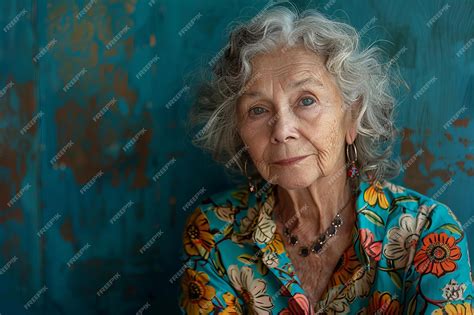 Premium Photo | An older woman wearing a flowery shirt high quality ...
