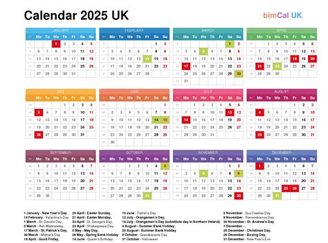 2025 Calendar with Bank Holidays Printable | Printable Calendar 2025