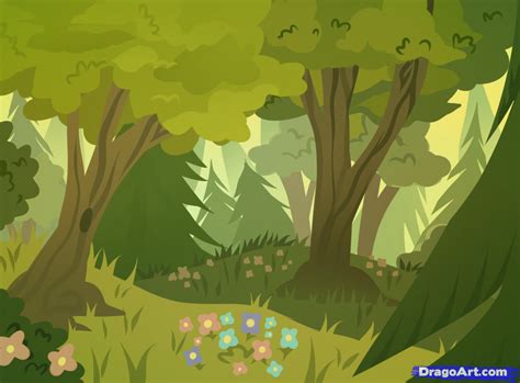 forest drawing cartoon