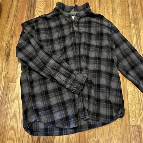 comfy black and grey plaid flannel size mens xxl.... - Depop