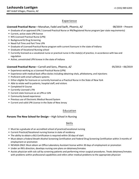 Licensed Practical Nurse Resume Samples | Velvet Jobs