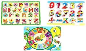 Crazy Crafts Kids Wooden Educational Alphabets, Numbers, Turtal Clock ...