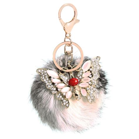 Buy Prosperveil Real Faux Fur Fluffy Rex Rabbit Faux Hair 9 cm Ball Key ...