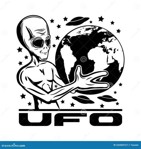 Alien Holding Planet Earth in His Hands. Stock Vector - Illustration of ...