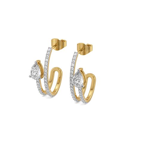 Soft Pearline - Pure Gold Lab Diamond Solitaire Hoop Earrings – Lukson