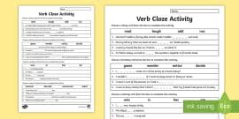 Verb Hunt Worksheet (teacher made) - Twinkl