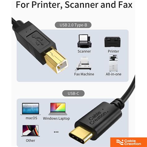 Buy CableCreation USB C Printer Cable 10FT, USB C to Printer Cable USB ...