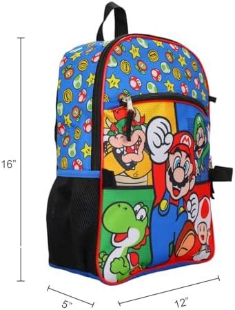 Bioworld Super Mario Bros Characters 16 Youth 5 Piece Backpack ...